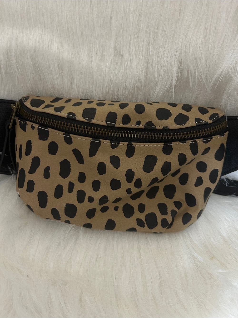 Leopard Print Belt Bag - Tan and Black